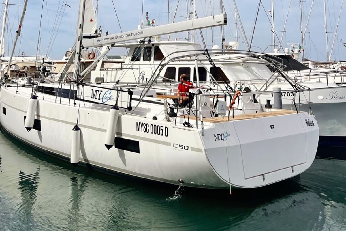 Exterior view of MALENA, a Bavaria C50 sailboat at Cecina, Italy