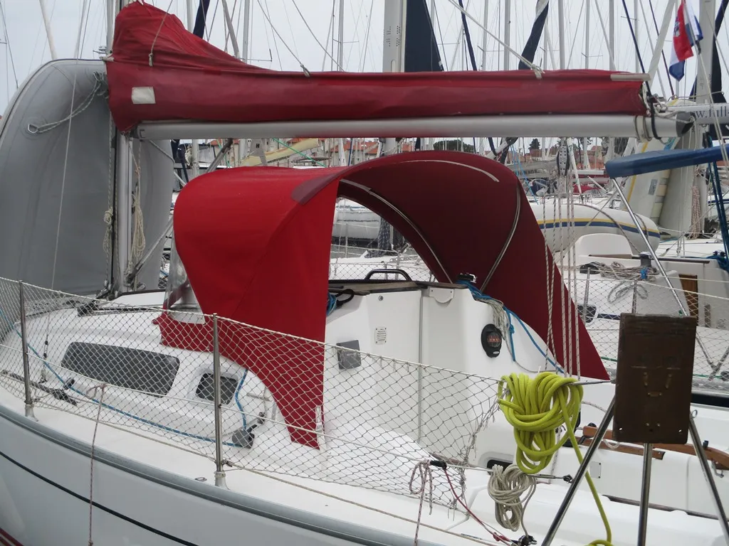 Deck of Cicoco, a Jeanneau Sun Fast 26 sailboat at Grad Biograd na Moru, Croatia