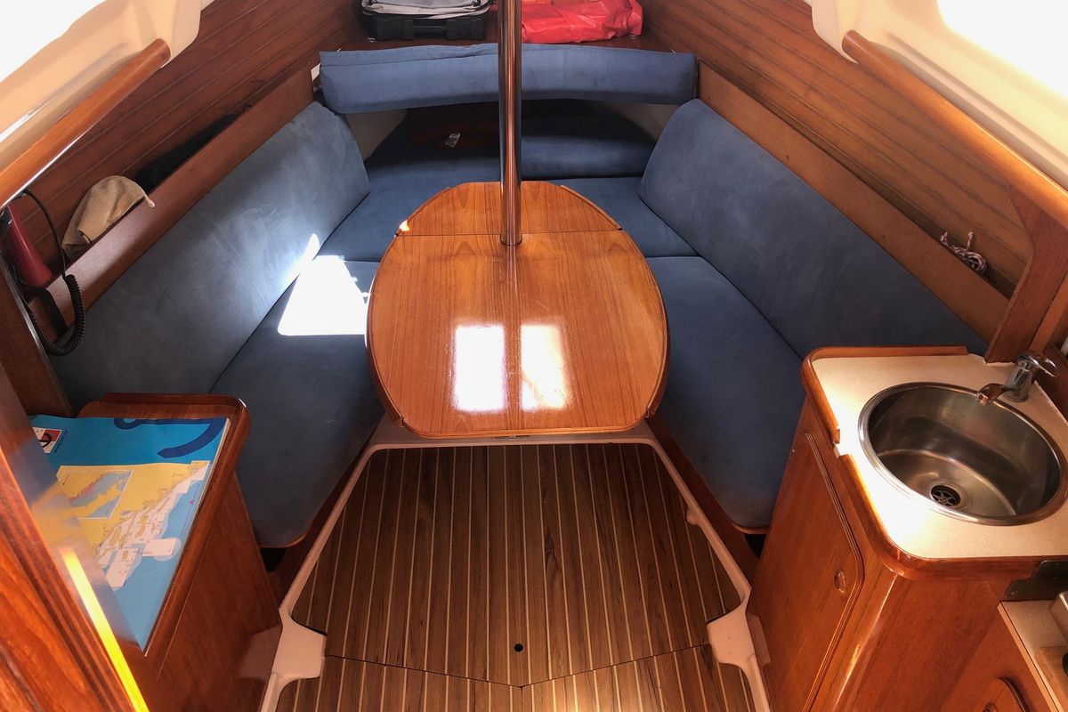 Cabin on Cicoco, a Jeanneau Sun Fast 26 sailboat at Grad Biograd na Moru, Croatia
