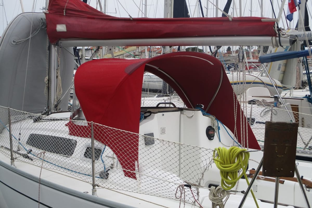 Exterior view of Cicoco, a Jeanneau Sun Fast 26 sailboat at Grad Biograd na Moru, Croatia