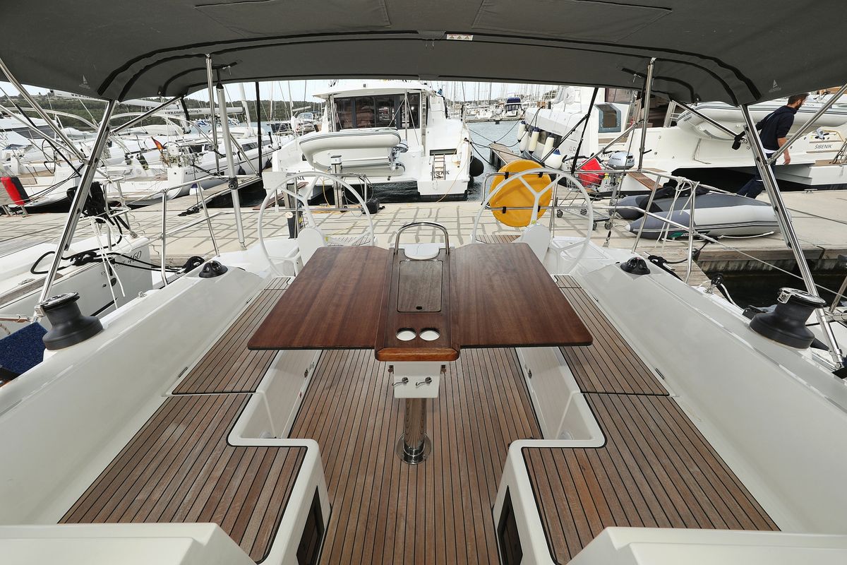 Exterior view of Levente, a Bavaria C42 sailboat at Grad Vodice, Croatia