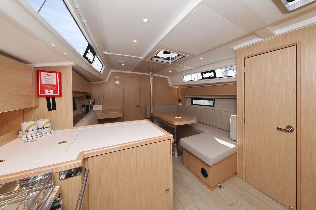 Salon of Levente, a Bavaria C42 sailboat at Grad Vodice, Croatia