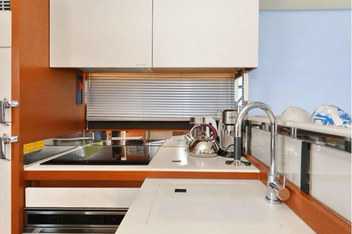 Galley of Medusa, a Jeanneau Prestige 520 Flybridge yacht at Split, Croatia