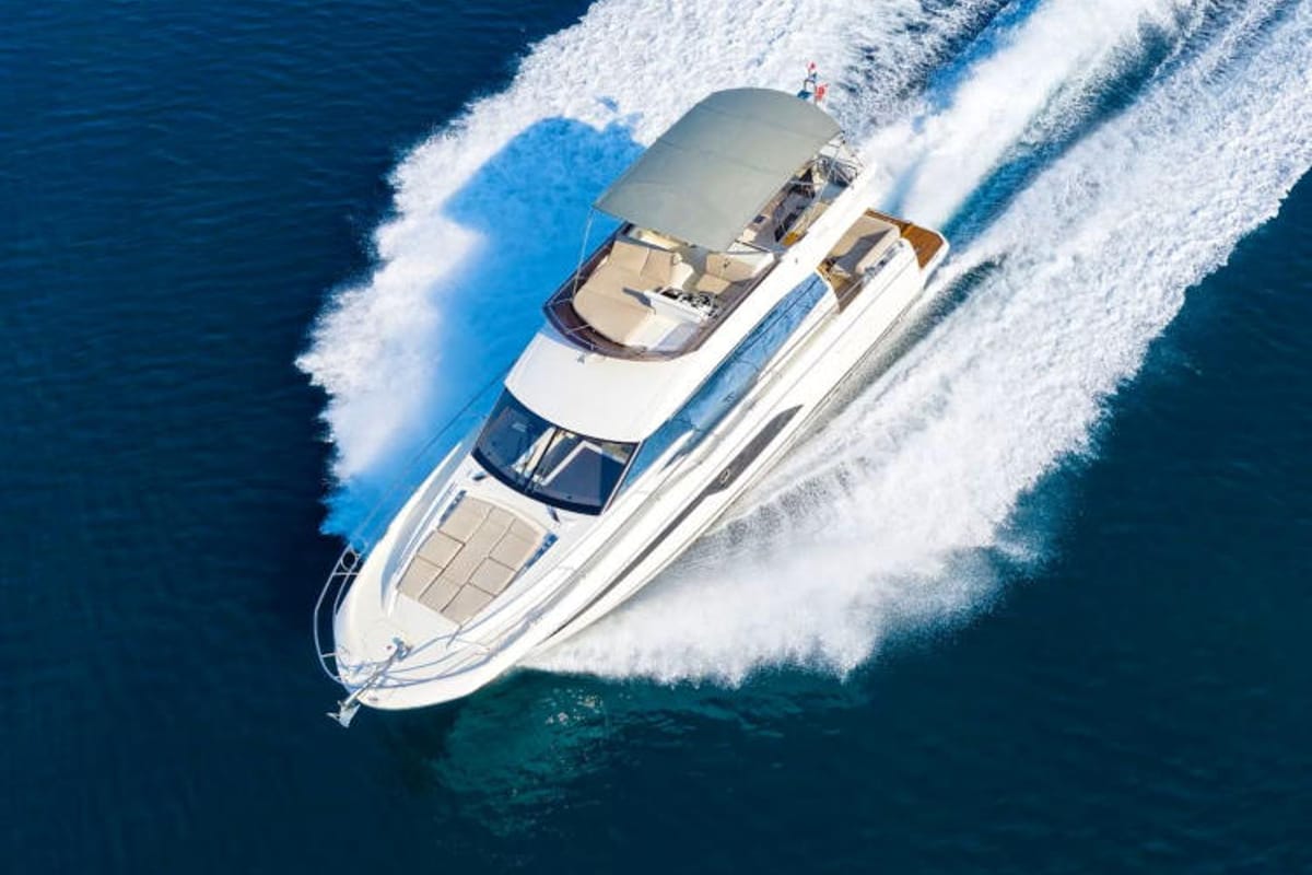 Deck of Medusa, a Jeanneau Prestige 520 Flybridge yacht at Split, Croatia