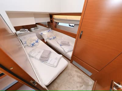 Deck of Medusa, a Jeanneau Prestige 520 Flybridge yacht at Split, Croatia
