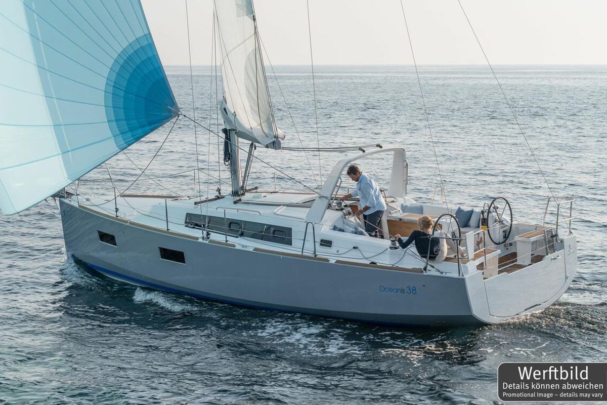 Exterior view of Ulysses, a Beneteau Oceanis 38 sailboat at Heiligenhafen, Germany