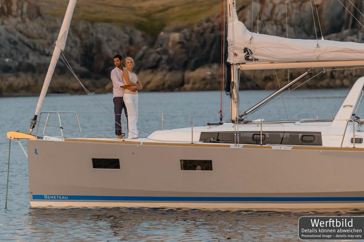 Exterior view of Ulysses, a Beneteau Oceanis 38 sailboat at Heiligenhafen, Germany