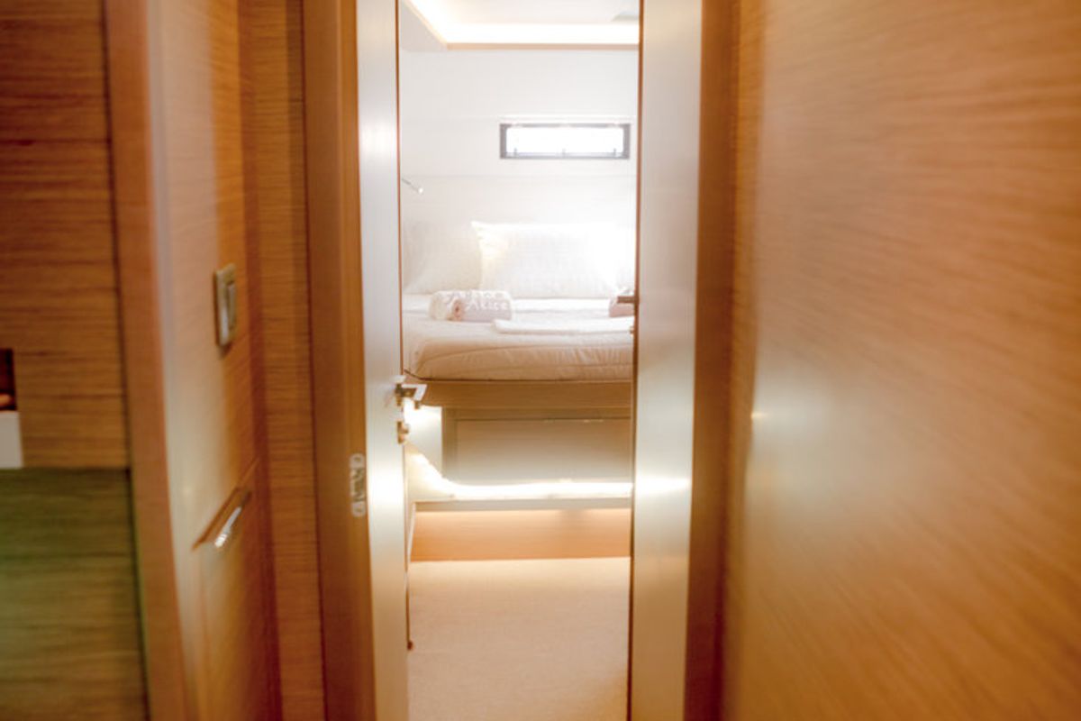 Cabin on Alice, a Lagoon 46 catamaran at Athens, Greece