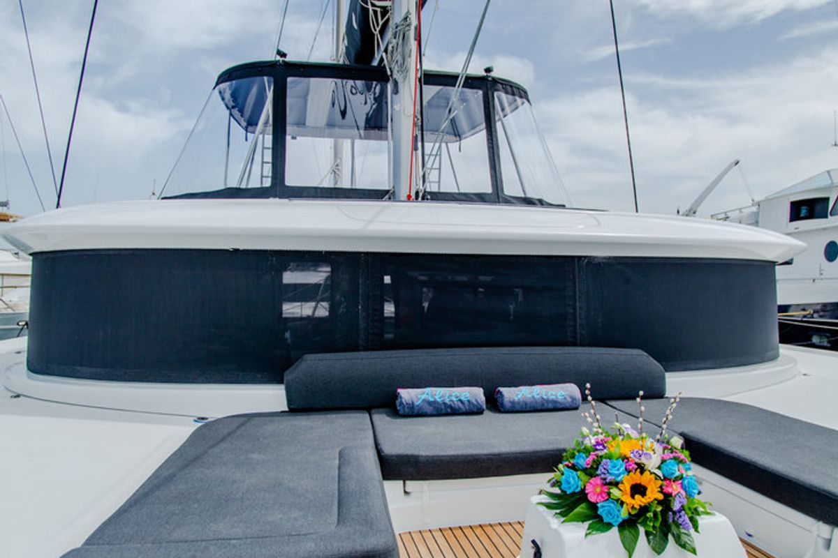Deck of Alice, a Lagoon 46 catamaran at Athens, Greece