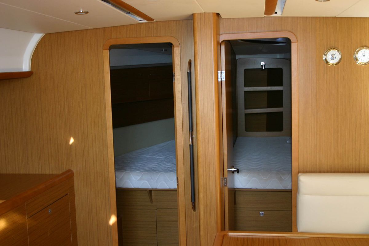 Cabin on Alcor , a Jeanneau Sun Odyssey 44 i sailboat at Olbia, Italy