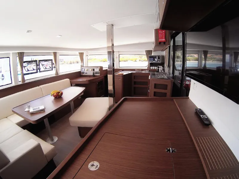 Salon of BLUE STEEL, a Lagoon 42 catamaran at Athens, Greece