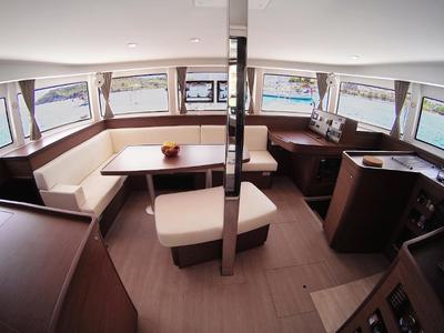 Salon of BLUE STEEL, a Lagoon 42 catamaran at Athens, Greece