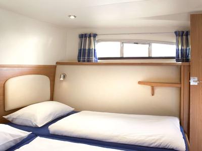 Cabin on E300-4, a Pénichette Europa E.300 motorboat at Loosdrecht, Netherlands