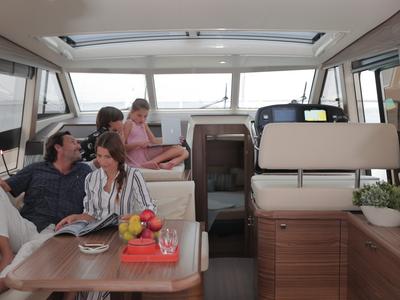 Salon of Citadel, a Greenline 40 yacht at Grad Pula, Croatia