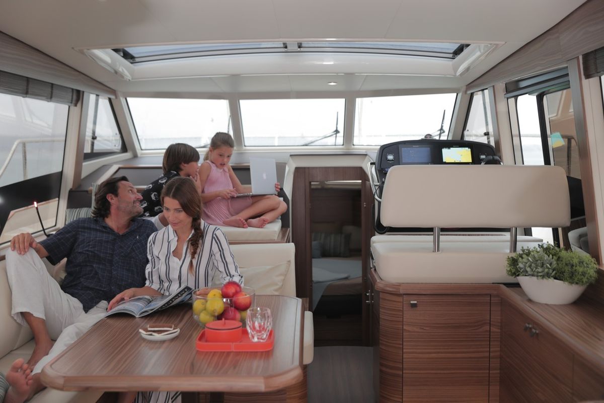 Salon of Citadel, a Greenline 40 yacht at Grad Pula, Croatia