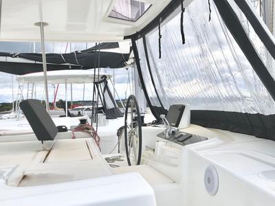 Cockpit of Venice Beach, a Lagoon 46 catamaran at Općina Medulin, Croatia