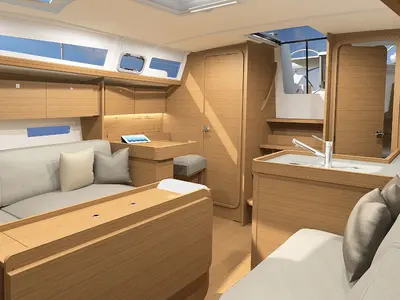 Salon of Imagine, a Dufour 360 Grand Large sailboat at Athens, Greece