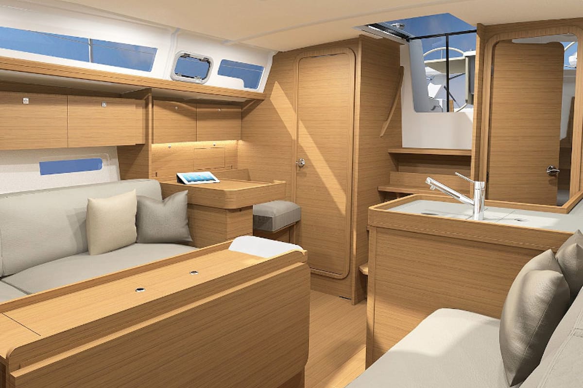 Salon of Imagine, a Dufour 360 Grand Large sailboat at Athens, Greece