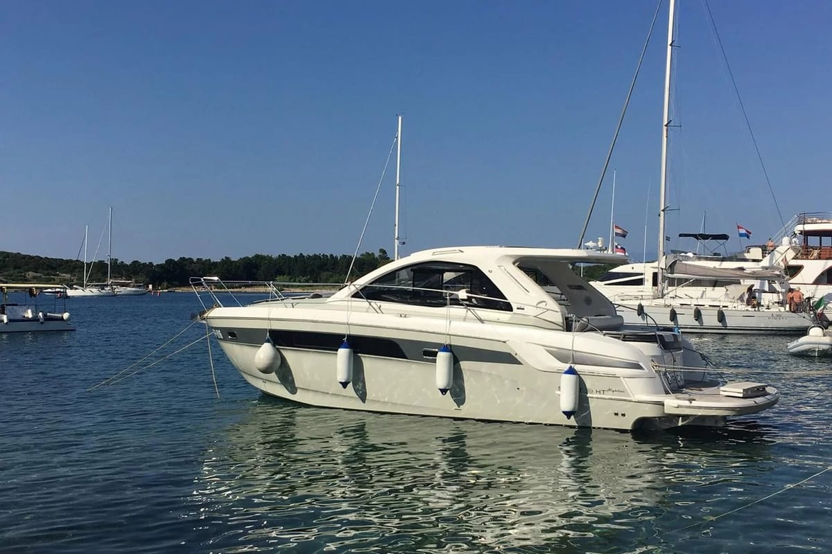 Girica, a Bavaria Sport 39 HT motorboat at Punat, Croatia