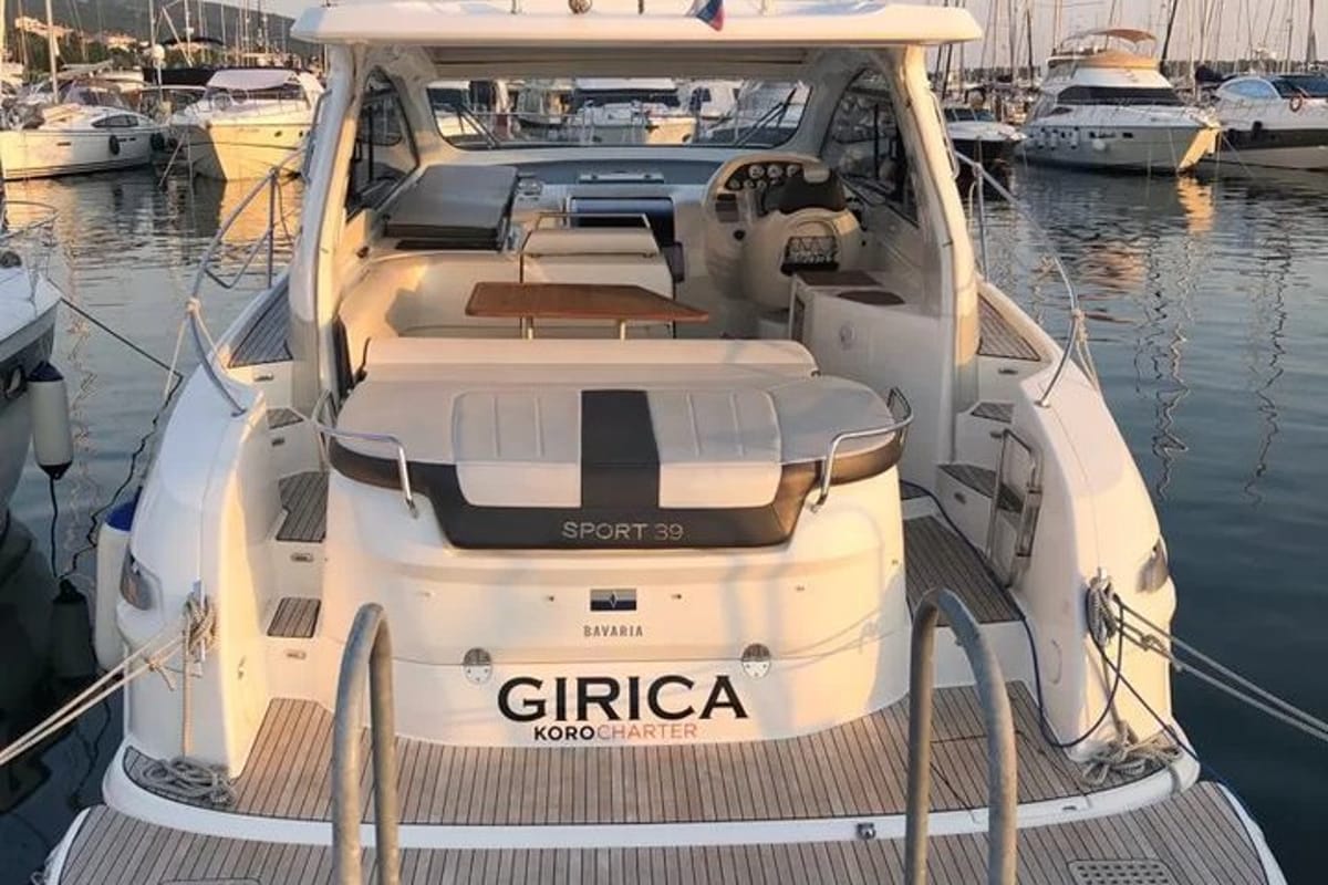 Girica, a Bavaria Sport 39 HT motorboat at Punat, Croatia