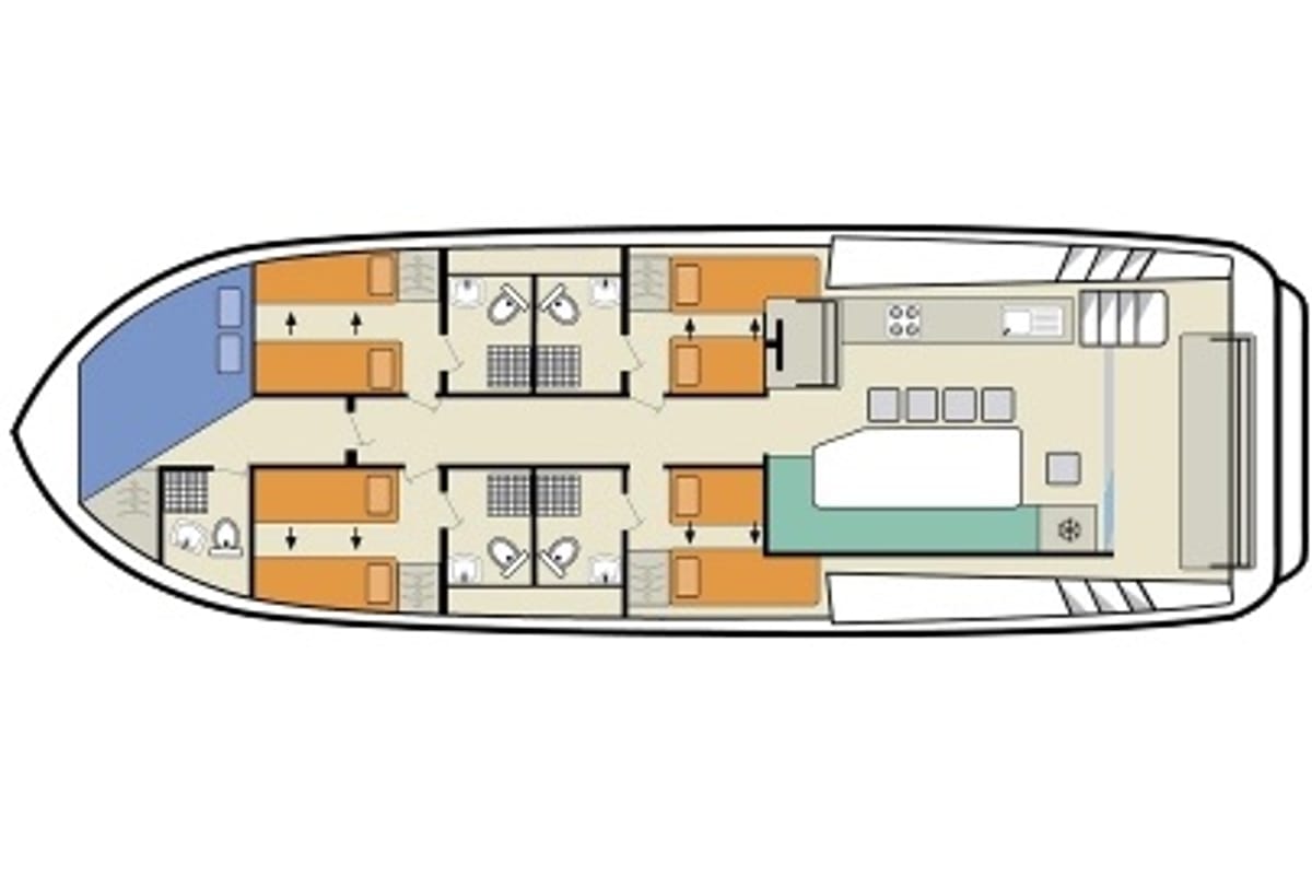 Floor plan of Horizon 5 - Premier 6, a Cygnet Horizon 5 motorboat at Rheinsberg, Germany