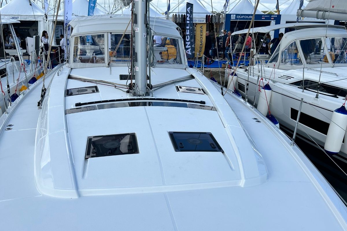 Exterior view of B-52, a Beneteau Oceanis 52 sailboat at Split, Croatia