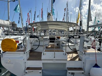 Cockpit of B-52, a Beneteau Oceanis 52 sailboat at Split, Croatia