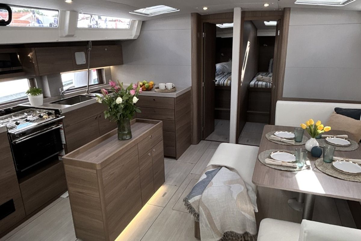 Salon of B-52, a Beneteau Oceanis 52 sailboat at Split, Croatia