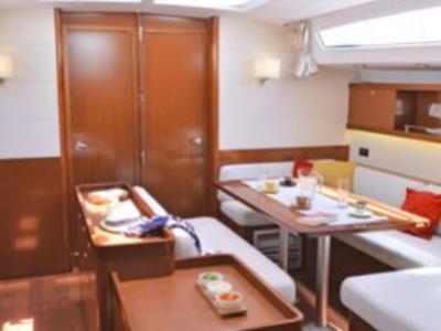 Salon of Leandros D, a Beneteau Oceanis 50 Family sailboat at Athens, Greece