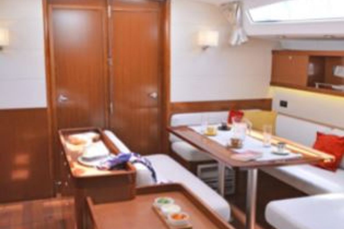 Salon of Leandros D, a Beneteau Oceanis 50 Family sailboat at Athens, Greece