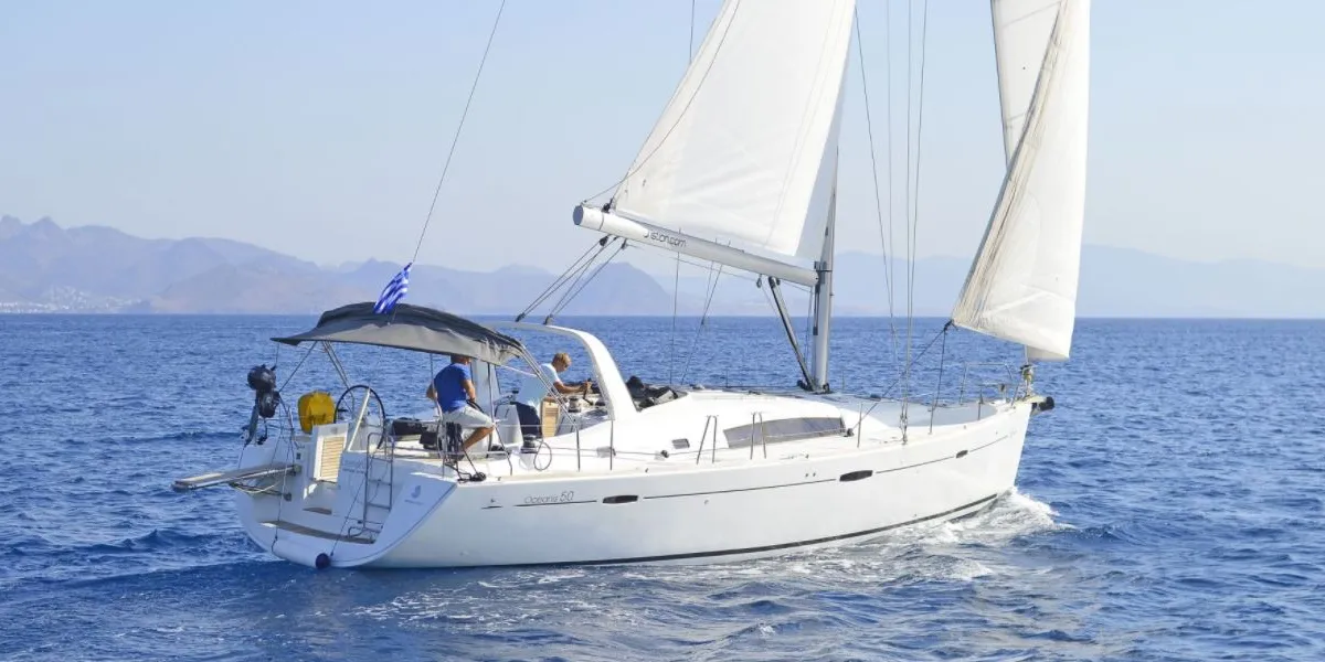 Exterior view of Leandros D, a Beneteau Oceanis 50 Family sailboat at Athens, Greece