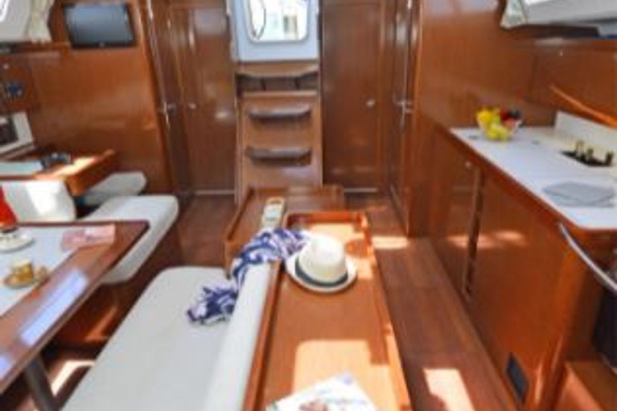 Salon of Leandros D, a Beneteau Oceanis 50 Family sailboat at Athens, Greece