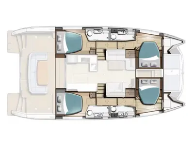 Floor plan of Sora, a Leopard Leopard 46PC catamaran at Fethiye, Turkey