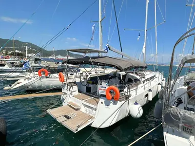 Cockpit of North Wind 44, a Jeanneau Sun Odyssey 440 sailboat at Sipias Municipal Unit, Greece