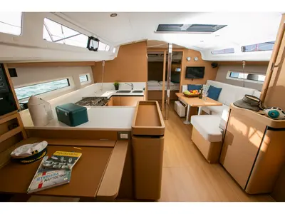 Deck of North Wind 44, a Jeanneau Sun Odyssey 440 sailboat at Sipias Municipal Unit, Greece