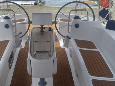 Cockpit of Nossa Toca, a Delta 41 sailboat at Paraty, Brazil