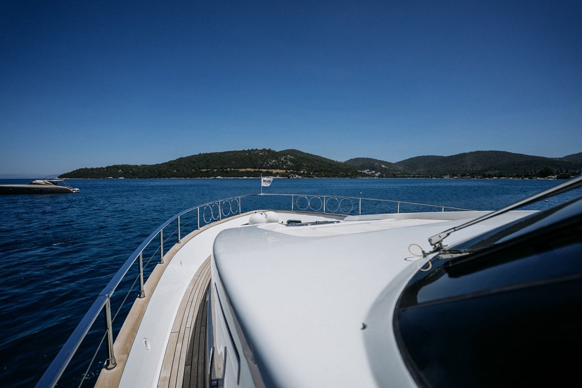 Exterior view of KUUM, a Sanlorenzo San Lorenzo 72 yacht at Bodrum, Turkey