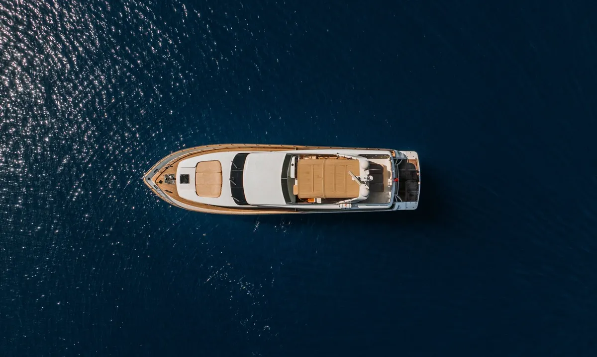 Exterior view of KUUM, a Sanlorenzo San Lorenzo 72 yacht at Bodrum, Turkey