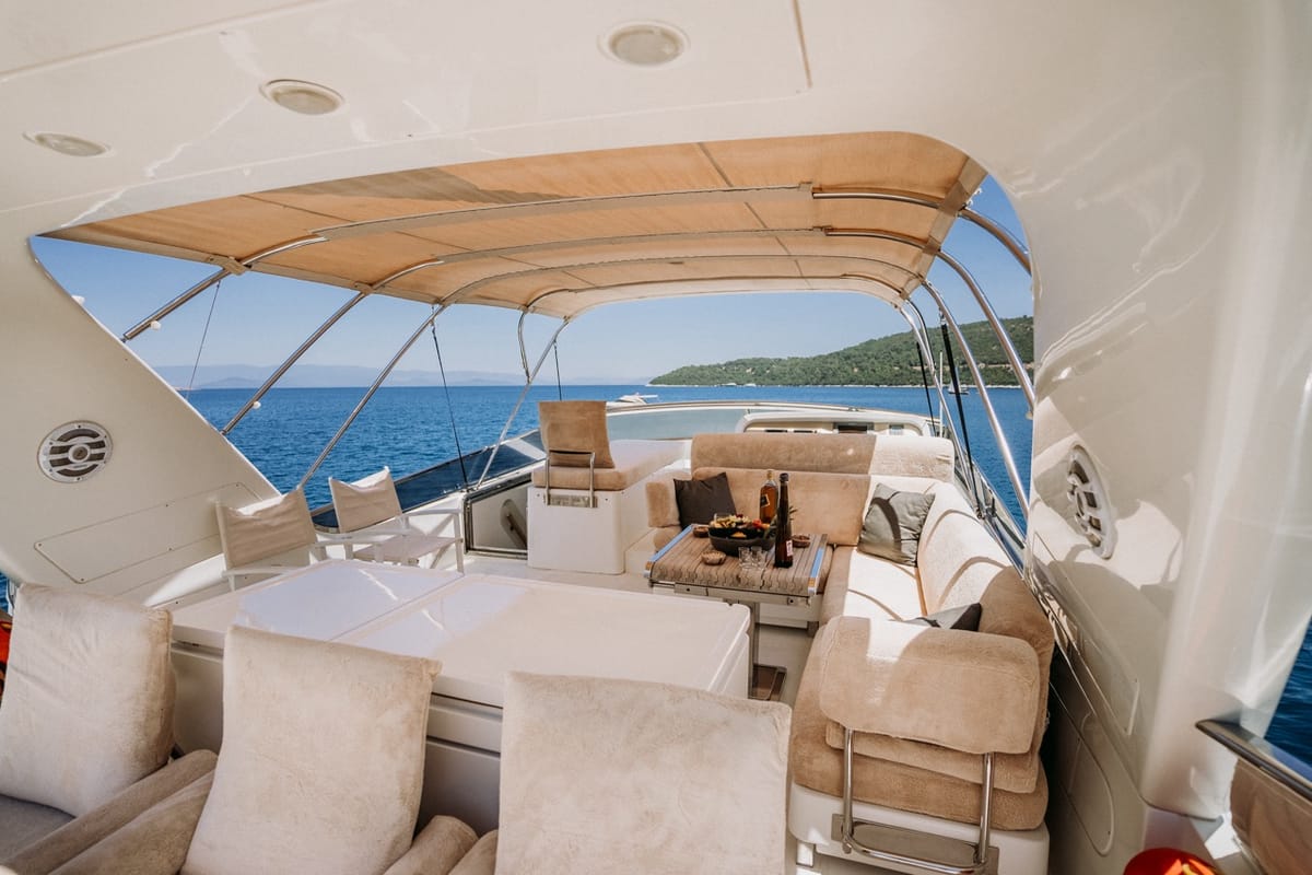 Deck of KUUM, a Sanlorenzo San Lorenzo 72 yacht at Bodrum, Turkey
