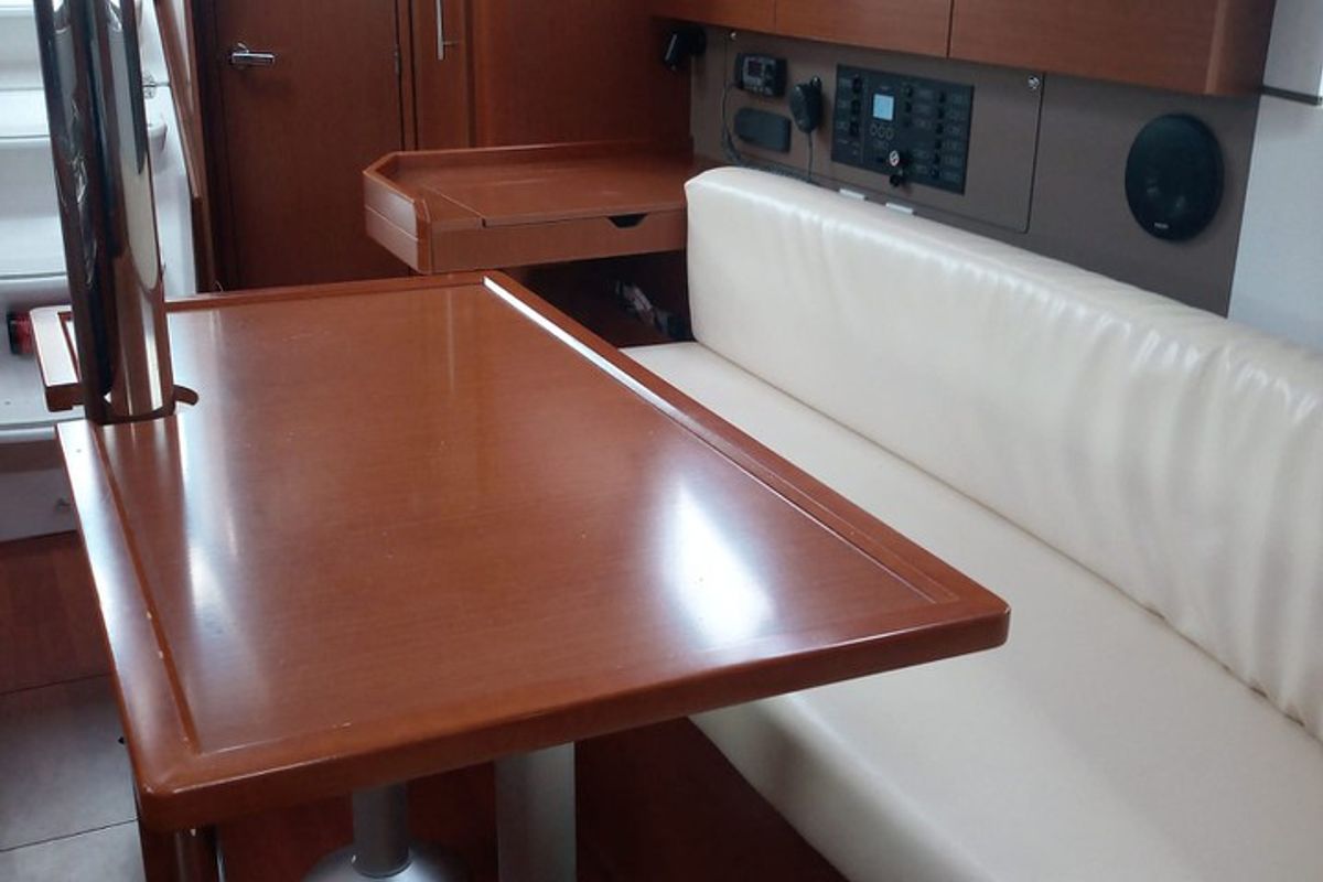 Salon of Beghe, a Beneteau Oceanis 35.1 sailboat at Cannigione, Italy