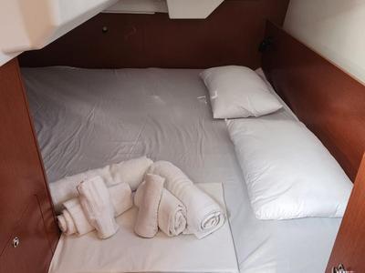 Cabin on Beghe, a Beneteau Oceanis 35.1 sailboat at Cannigione, Italy