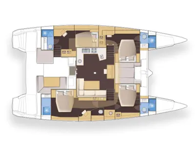 Floor plan of SUMMER STAR, a Lagoon 52F catamaran at Athens, Greece