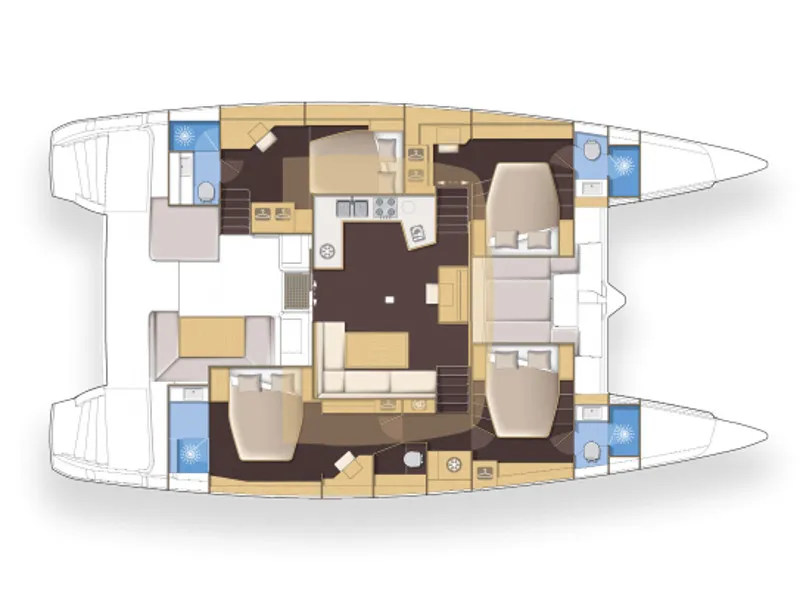 Floor plan of SUMMER STAR, a Lagoon 52F catamaran at Athens, Greece
