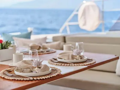 Elly, a Fountaine Pajot Power 67 catamaran at Flisvos Marina, Greece