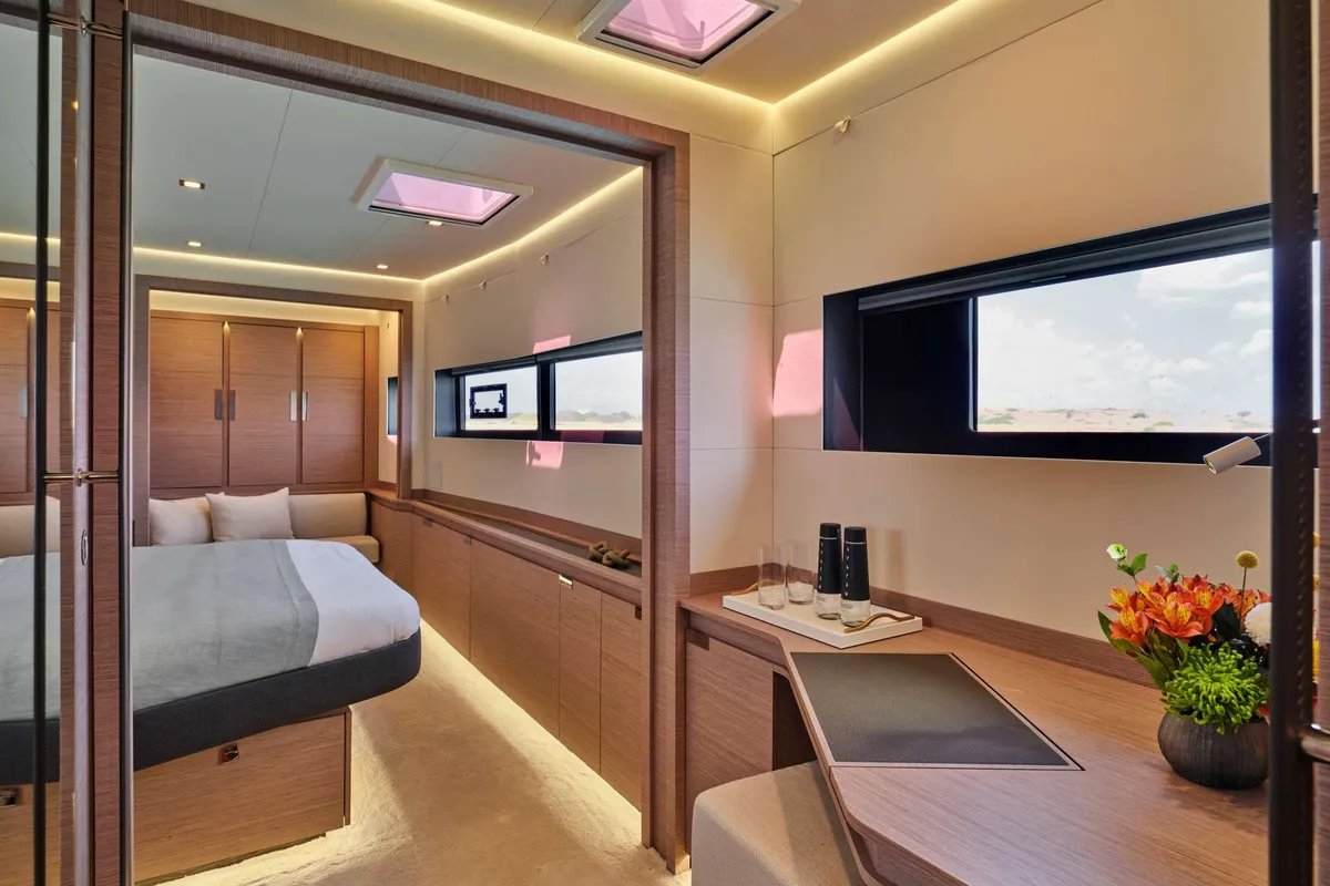 Elly, a Fountaine Pajot Power 67 catamaran at Flisvos Marina, Greece