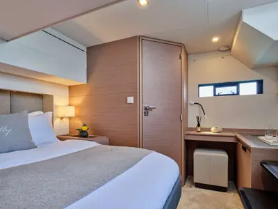 Elly, a Fountaine Pajot Power 67 catamaran at Flisvos Marina, Greece