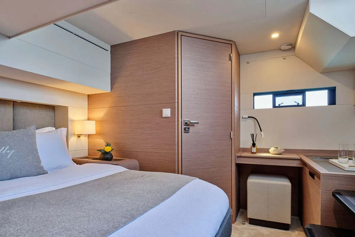 Elly, a Fountaine Pajot Power 67 catamaran at Flisvos Marina, Greece