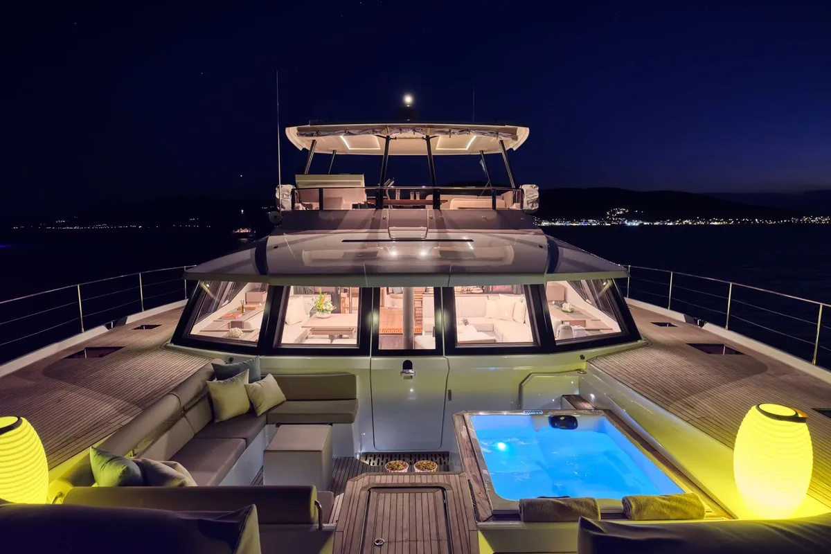 Elly, a Fountaine Pajot Power 67 catamaran at Flisvos Marina, Greece