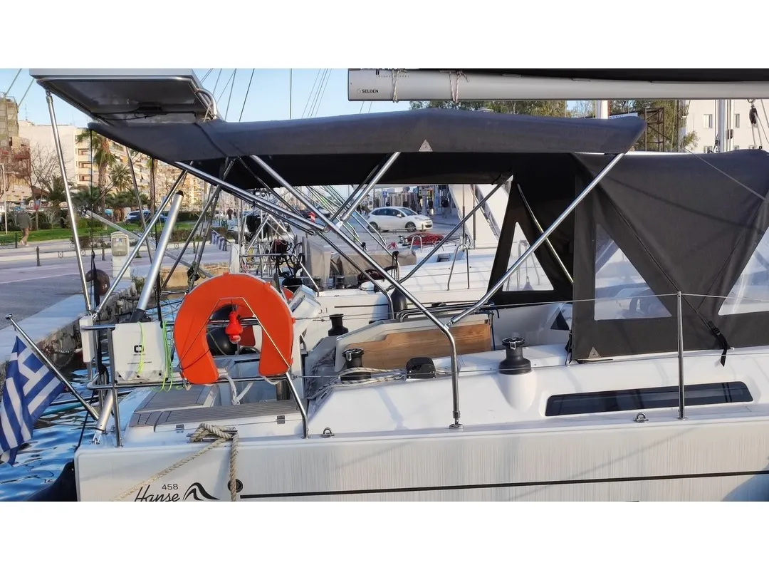 Exterior view of Rogira, a Hanse Yachts Hanse 458 sailboat at Volos Municipality, Greece