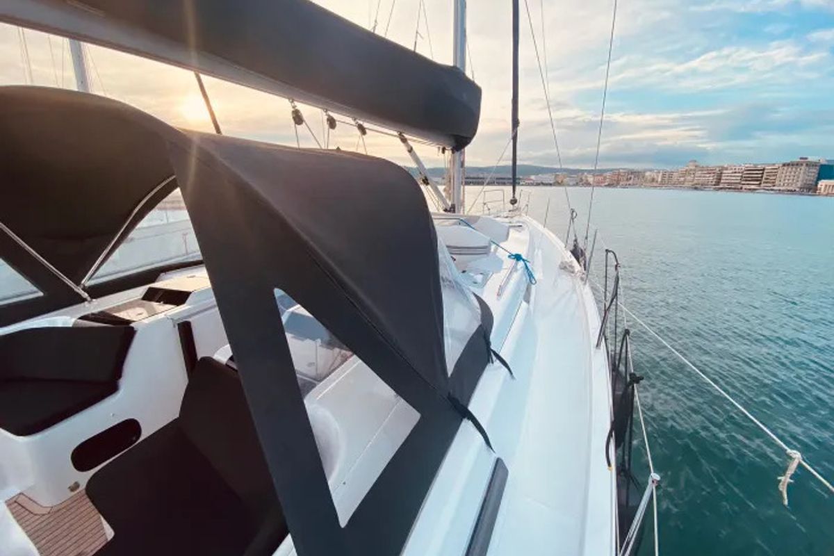 Exterior view of Rogira, a Hanse Yachts Hanse 458 sailboat at Volos Municipality, Greece